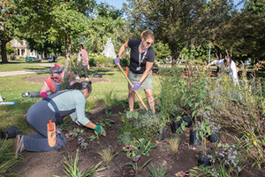 Gateway Horticulture students planting outdoors