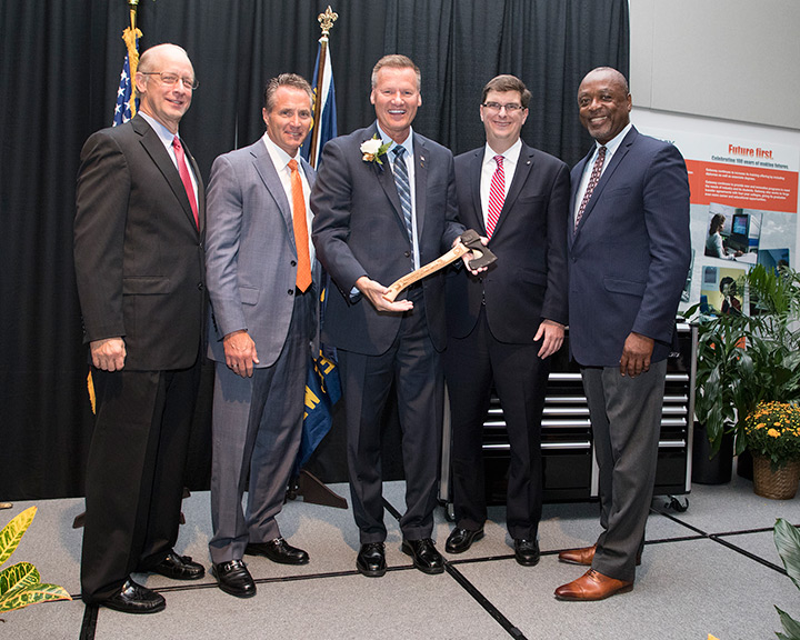 Andy Ginger, 2017 Distinguished Citizen Award Committee co-chairman, Dan Tranchita, Three Harbors Council Board president, Bryan Albrecht, 2017 Distinguished Citizen Award honoree, Andrew Hardin, Three Harbors executive and CEO Tim Mahone, 2017 Distinguished Citizen Award Committee co-chairman