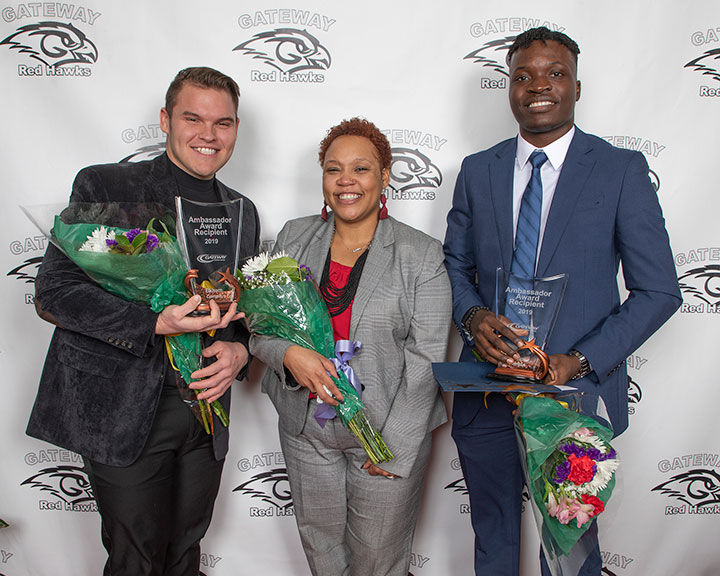 Gateway’s newest Star Ambassadors are, (l-r) Joseph Wilber, Angela Haney, Josua Ataansuyi. Haney was also named the college’s District Star Ambassador.