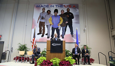 Fisk Johnson, chairman and CEO of SC Johnson, is pictured speaking at the grand opening center of the SC Johnson integrated Manufacturing and Engineering Technology Center.