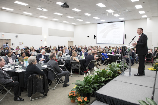 Gateway Technical College President and CEO Bryan Albrecht talks about the impact the Gateway Foundation has on students at the annual Foundation awards ceremony, held Feb. 3 on the Kenosha Campus.