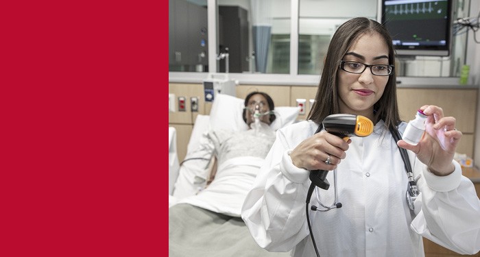 Berenice Lorenzo in a nursing lab