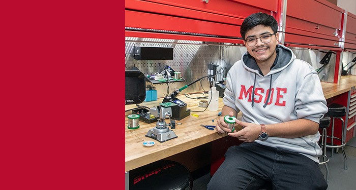 Luis Meza in Electronic Engineering lab