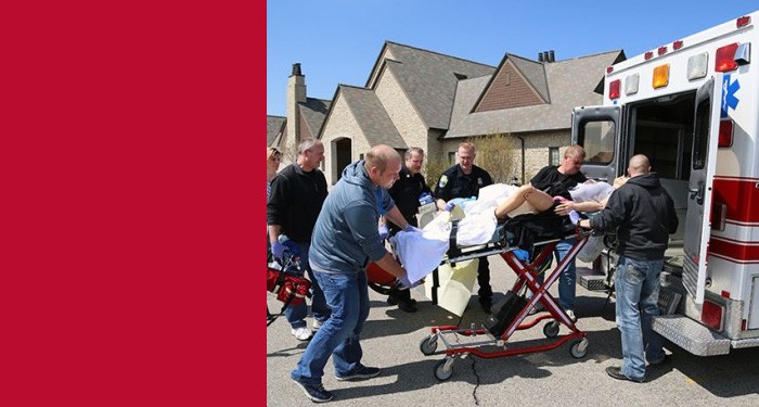 Paramedic students in simulation training