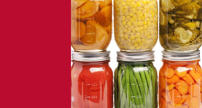 Stacked jars of food