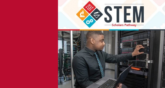 STEM Scholars Pathway logo with student image