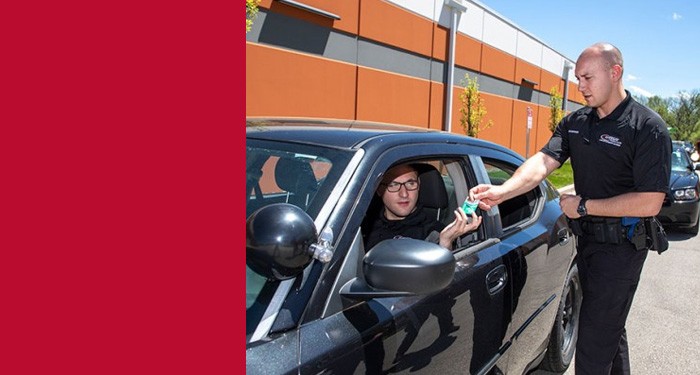 Gateway Criminal Justice student learning how to make a traffic stop