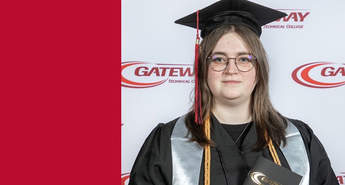 Karley Webb at Commencement in cap and gown