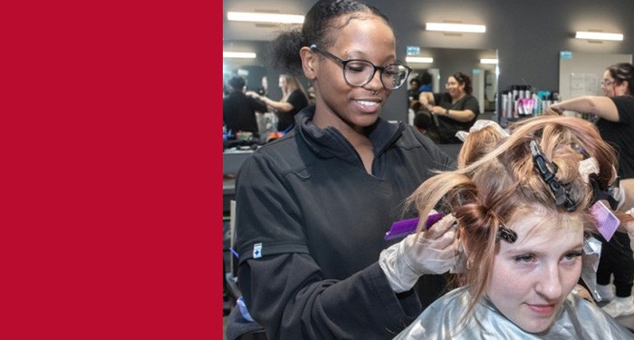 A customer gets cosmetology services at one of Gateway's salons.