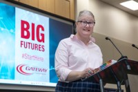Jennifer Charpentier speaks at the annual scholarship award ceremony