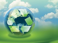 Recycling Symbol over planet earth