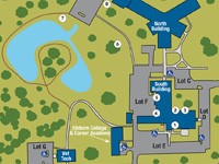 Part of a map showing campus walking paths