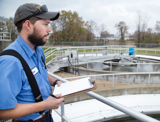 Student at Wastewater Treatment Center