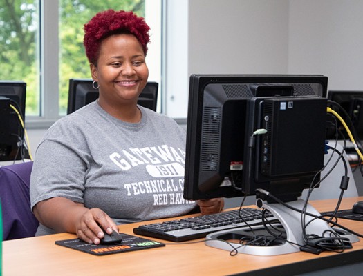 Student at computer