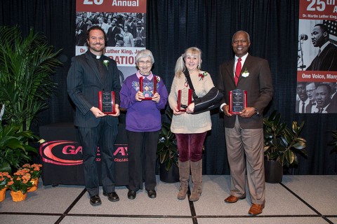 Gateway Technical College Dr. Martin Luther King Jr. Humanitarians were honored at the college's Dr. Martin Luther King Jr. Celebration on Monday: (l-r) Rev. Jonathan Barker (Kenosha); Betty Brenneman (Racine); Karen Kempinen (Kenosha) and Pastor Leon Brown (Racine).