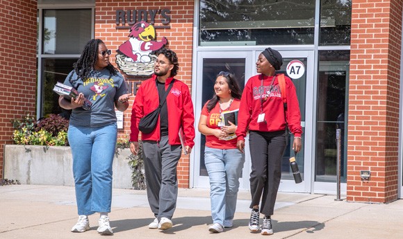 Students walking on campus