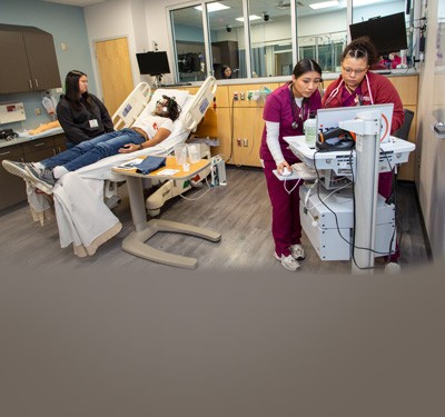 Gateway students in a nursing lab during the Red Hawk Rescue simulated disaster training event